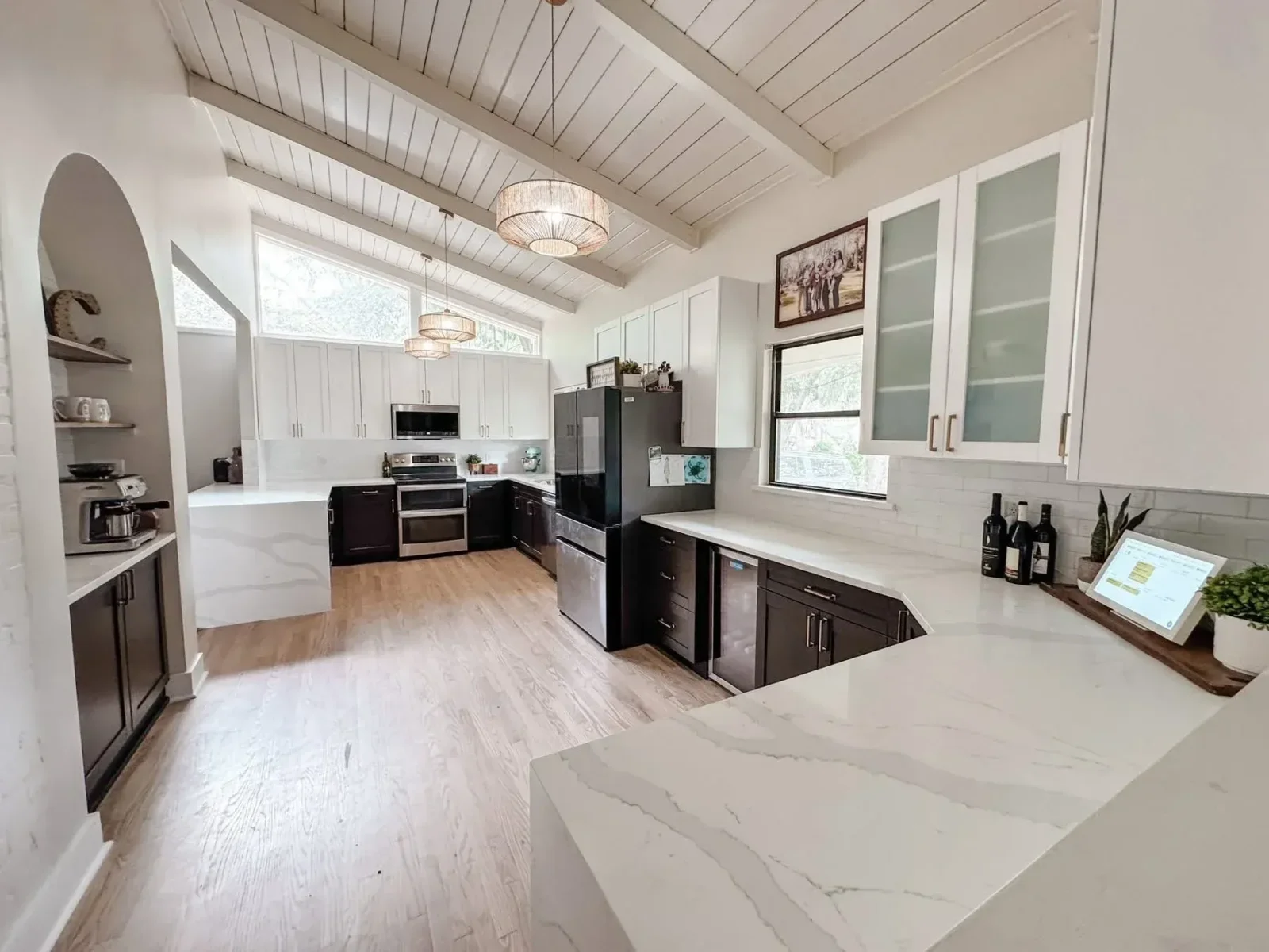 Modern kitchen with custom cabinets and granite countertops
